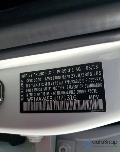 2018 Porsche Macan from USA, damaged, VIN WP1AA2A58JLB21316